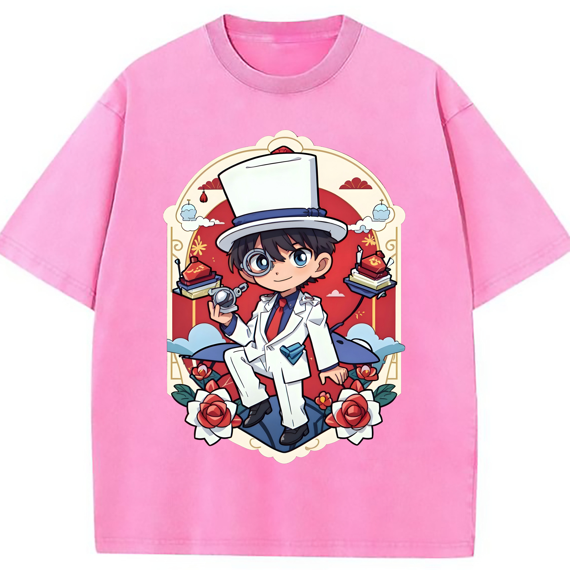 （画像用） 名探偵コナン くろば かいと Detective Conan Kuroba Kaito 綿100% ヴィンテージ風 半袖Tシャツ（フロントプリント）